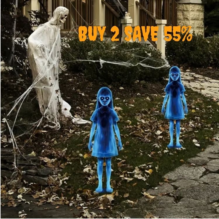 👻Halloween Haunted Twin Ghost Ground Stakes 👻 Spooky Outdoor Yard Decor