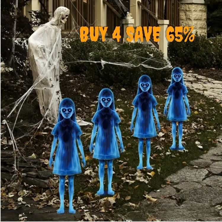 👻Halloween Haunted Twin Ghost Ground Stakes 👻 Spooky Outdoor Yard Decor