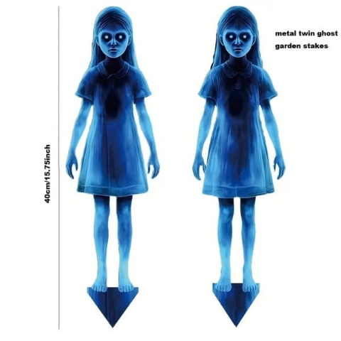 👻Halloween Haunted Twin Ghost Ground Stakes 👻 Spooky Outdoor Yard Decor