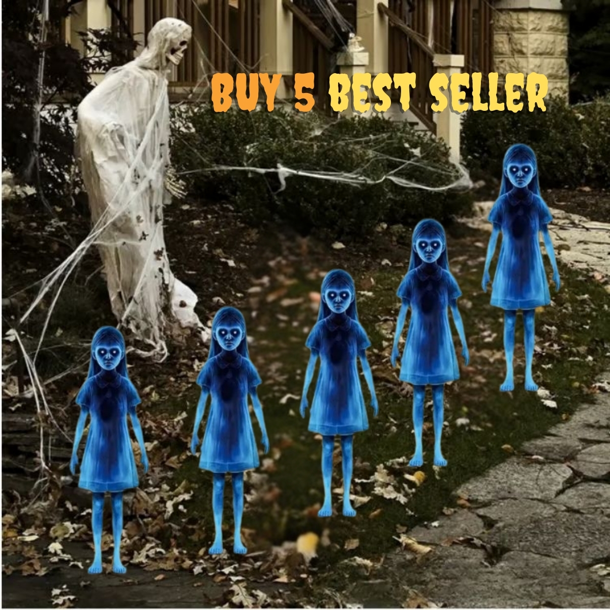 👻Halloween Haunted Twin Ghost Ground Stakes 👻 Spooky Outdoor Yard Decor